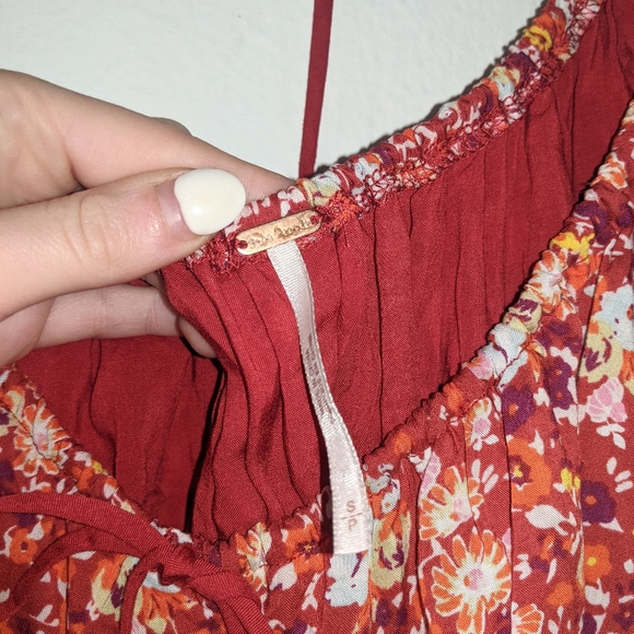 Free People Daisy Babe Red Floral Tank Top - Picture 7 of 8